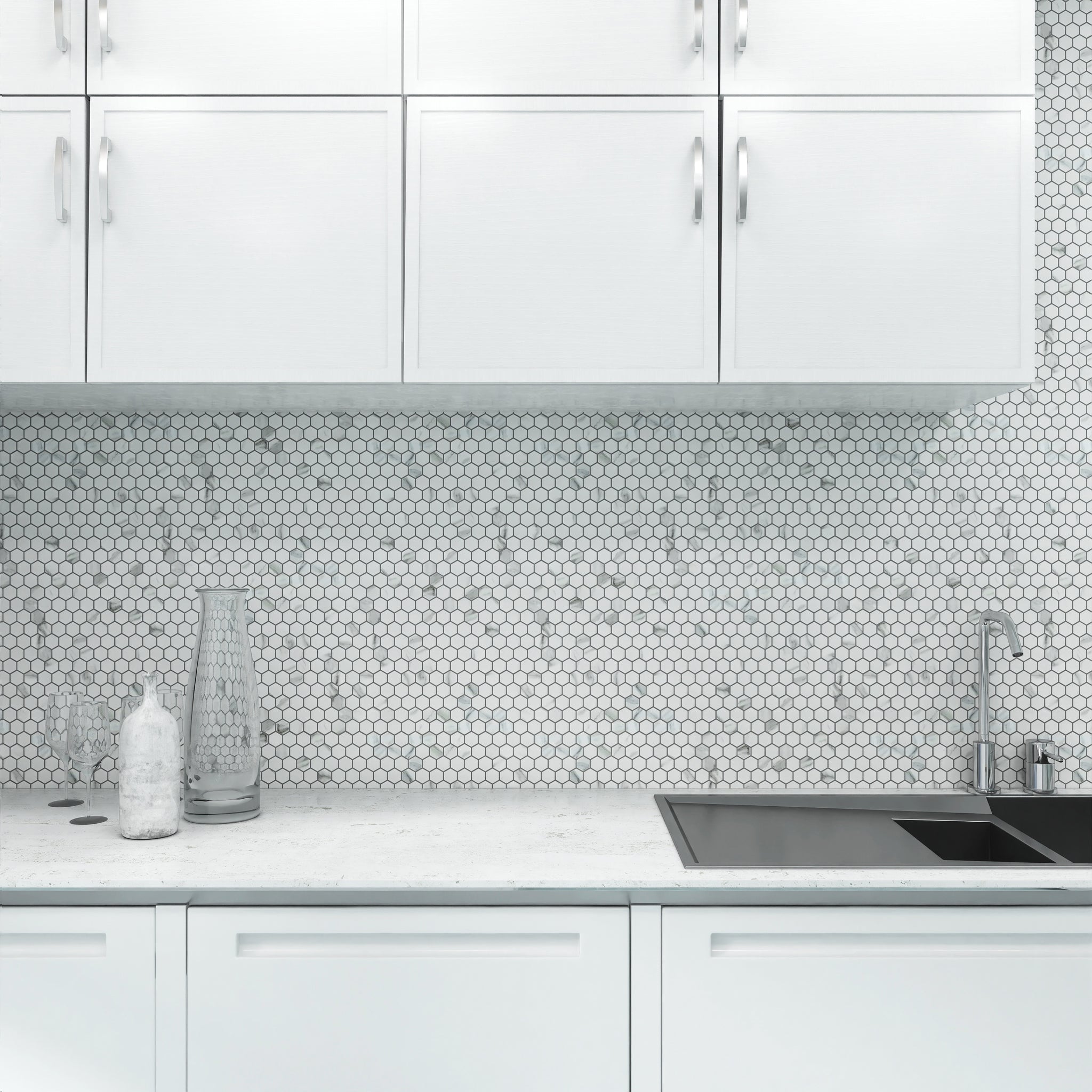 Porcelain Glazed Hex Mosaics