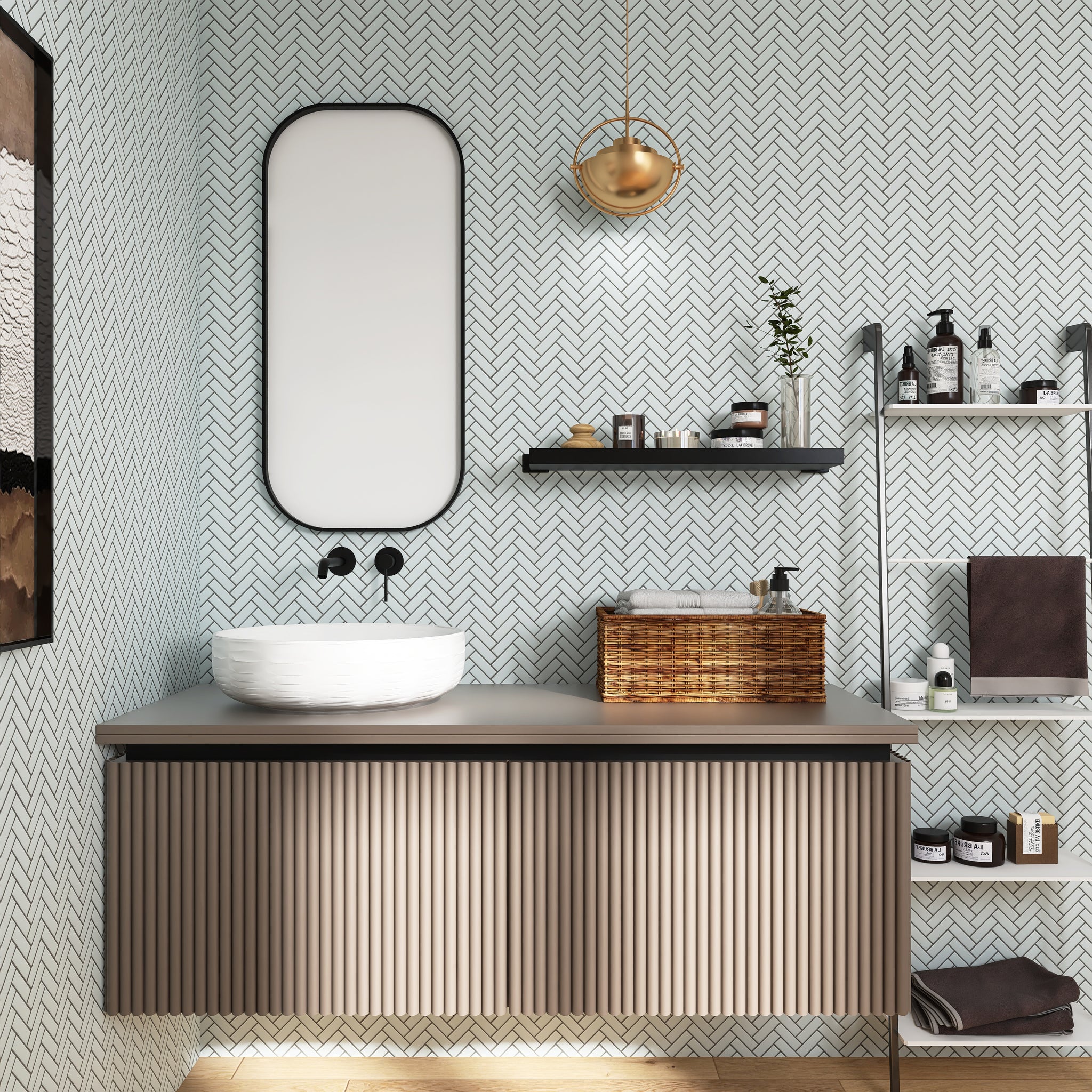 Porcelain Glazed Herringbone Mosaics