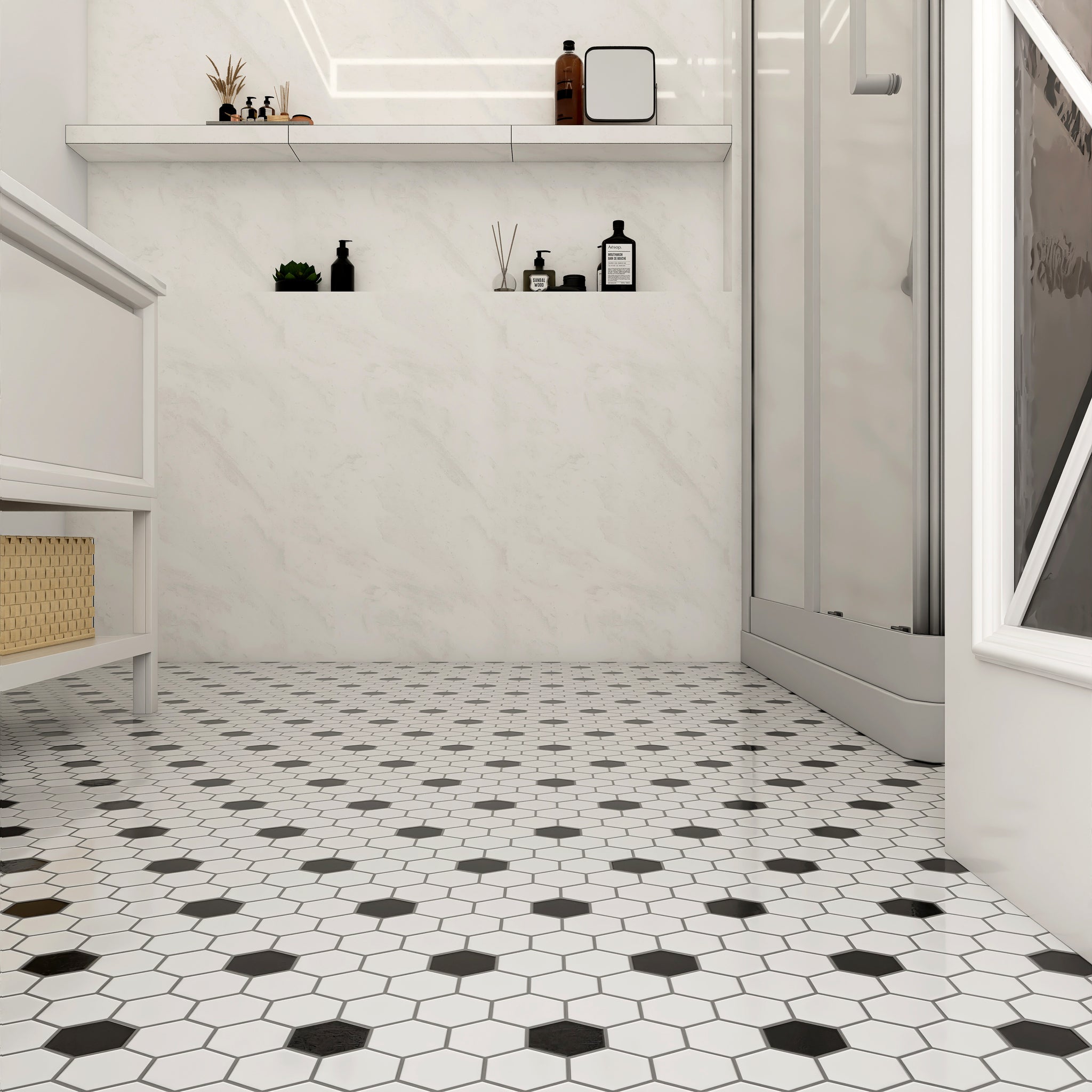 Porcelain Glazed Hex Mosaics