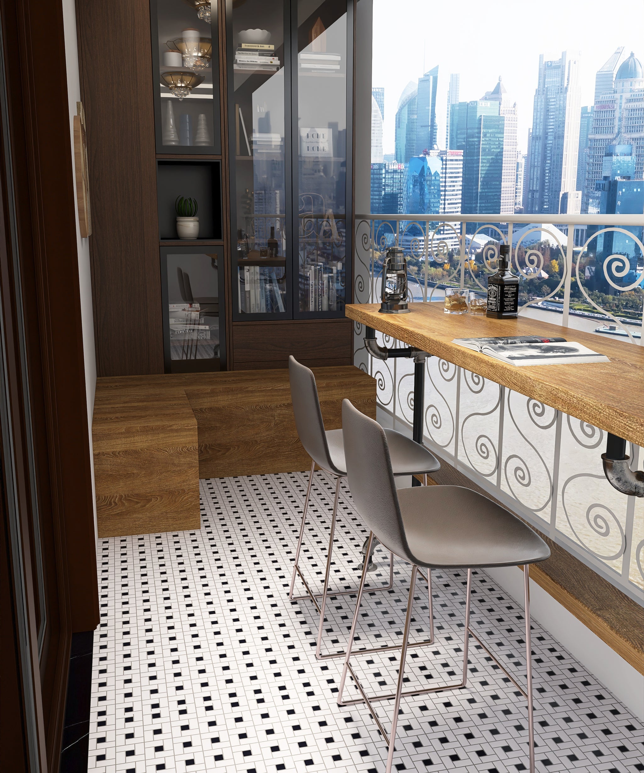 Porcelain Glazed Pinwheel Mosaics