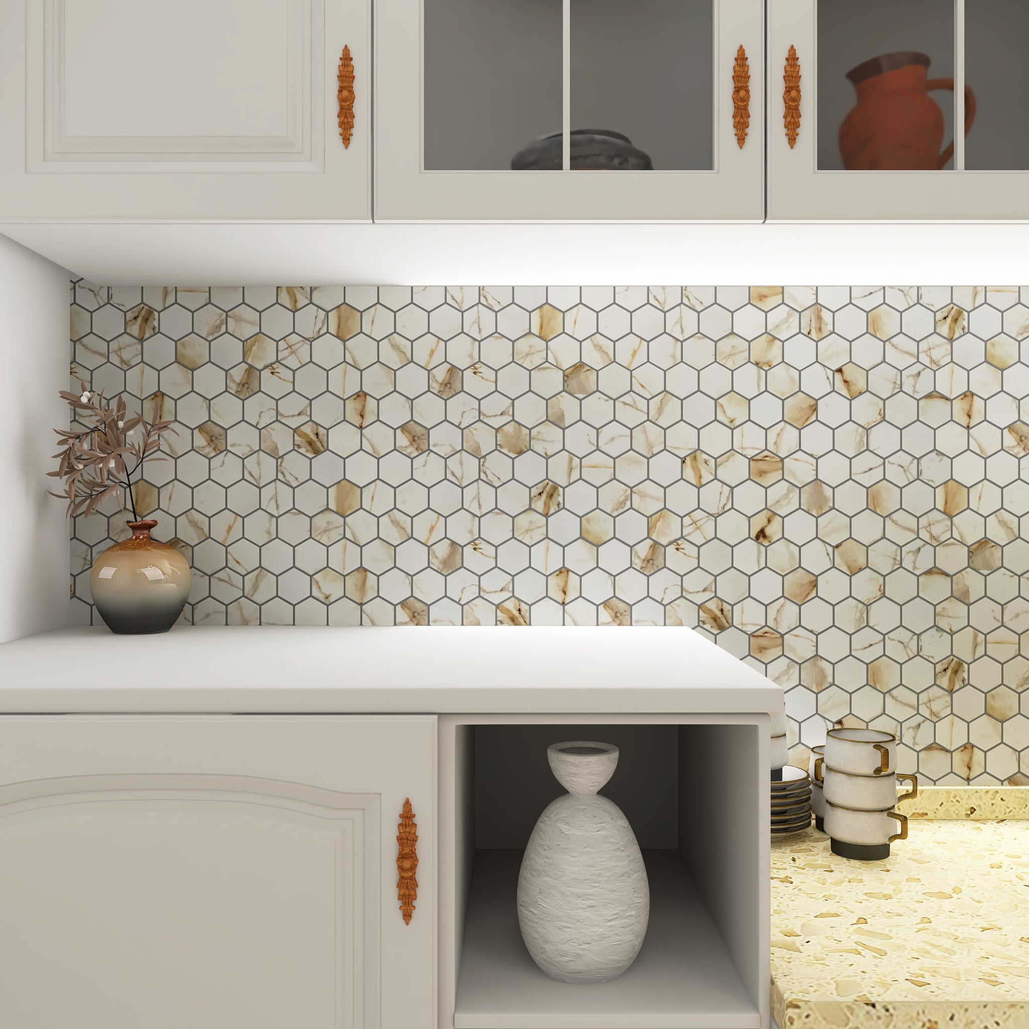 Porcelain Glazed Hex Mosaics
