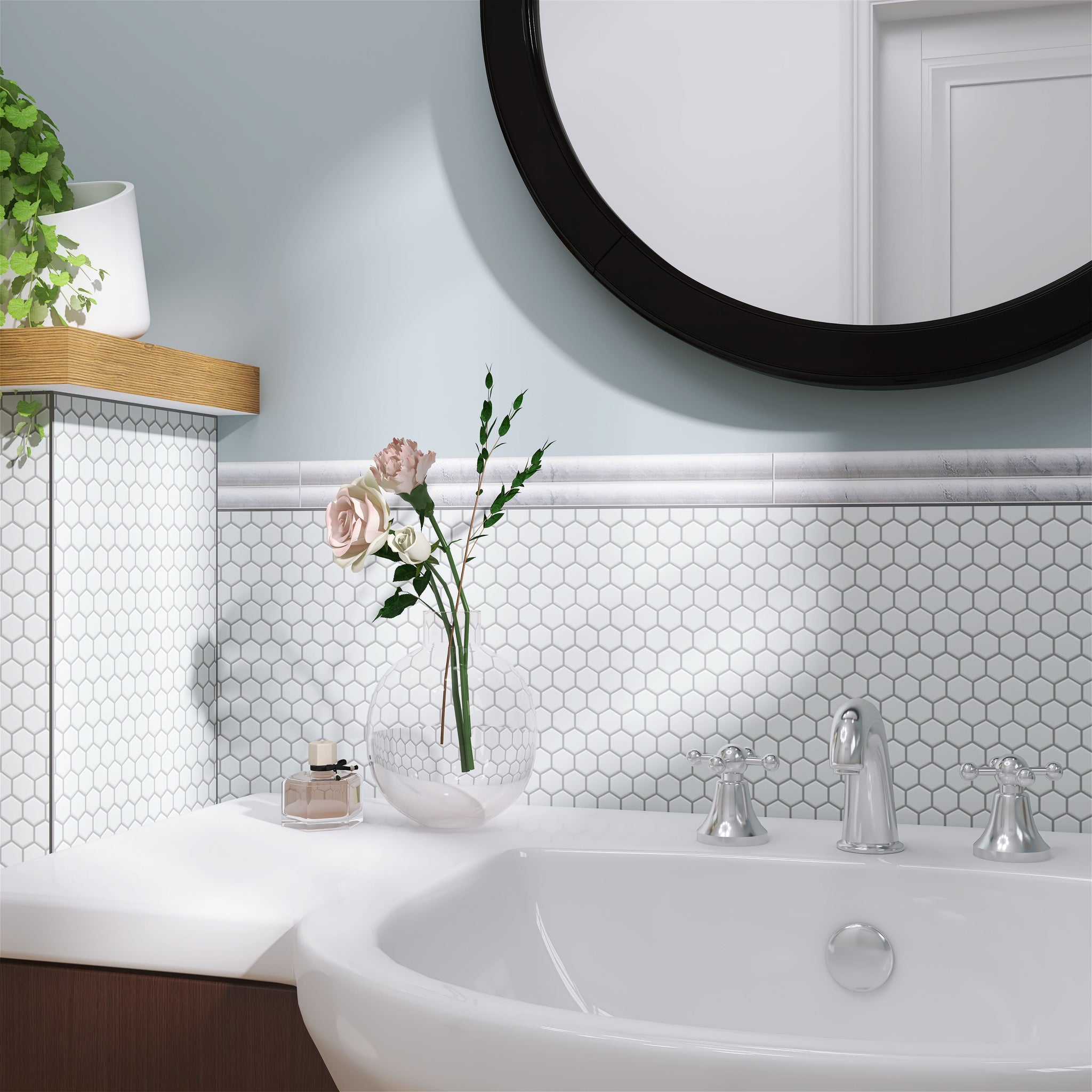 Porcelain Glazed Hex Mosaics